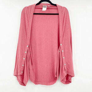 LOGO Cardigan Sweater Women's Size XS Salmon Pink Buttons‎ Detail